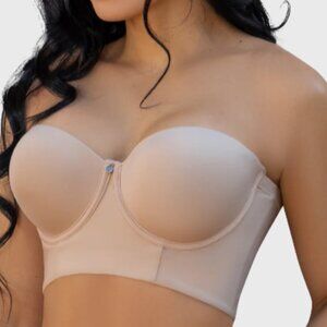 Jackie London Shapewear Style 6030  Strapless Back Beige Coverage Bra Size 36D